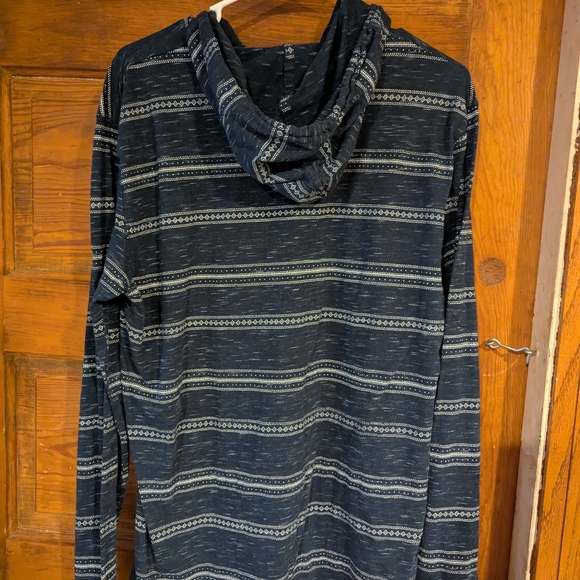 Blue and White Striped Zip-Up Hoodie Sweatshirt - Picture 5 of 6